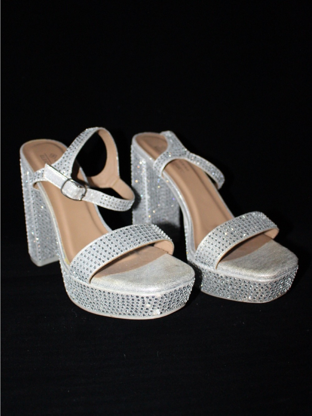 Call It Spring Silver Rhinestone Platform Sandals - Picture 2 of 5